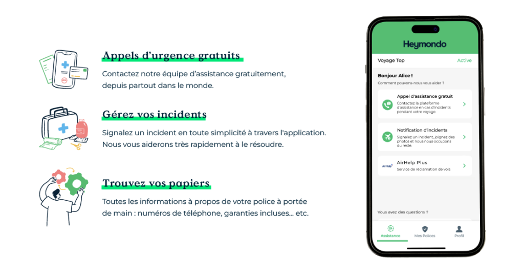 Avec l'application voyage Heymondo trouvez vos papiers en un clic