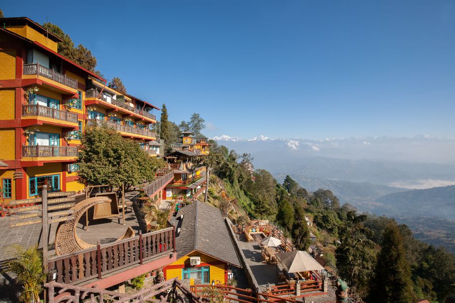 Chaînes de montagnes de l'Himalaya depuis Nagarkot.