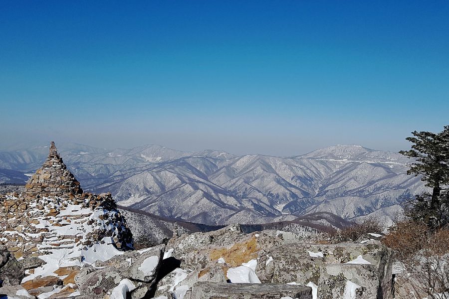 Vue sur les montagne Taebaek